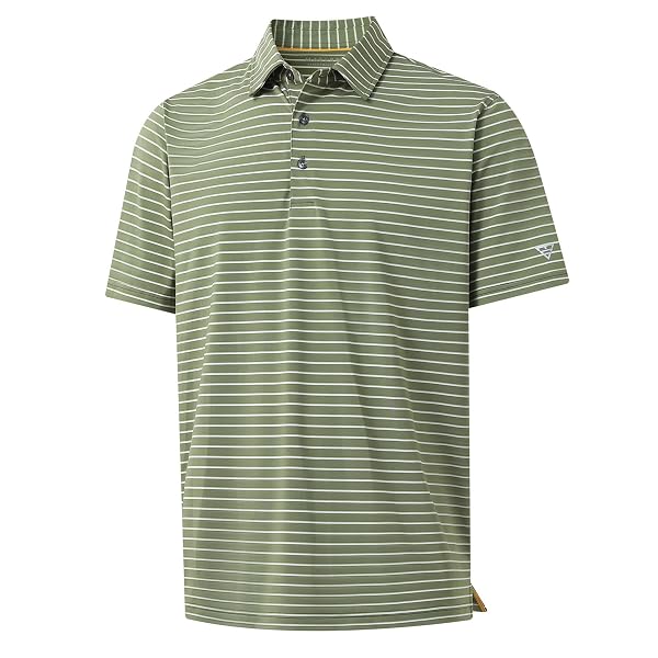 M MAELREG Boys' Polo Shirt Striped Short Sleeve Moisture Wicking Performance Stretch Active Casual Collared Kids Golf Shirt