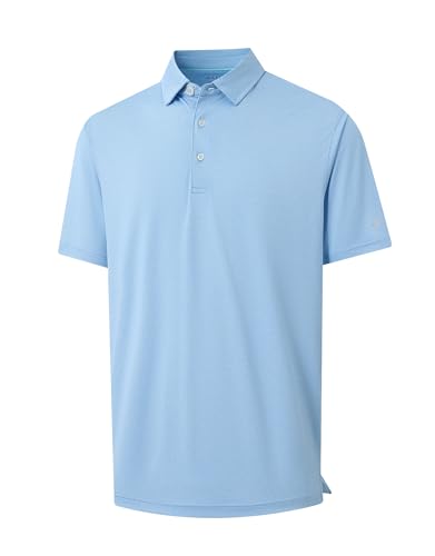 M MAELREG Golf Shirts for Men Print Performance Moisture Wicking Dry Fit Heather Stripe Collared Mens Polo Shirt Short Sleeve