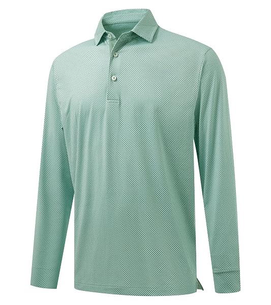 M MAELREG Golf Shirts for Men Dry Fit Performance Moisture Wicking Casual Print Collared Long Sleeve Polo Shirts for Men
