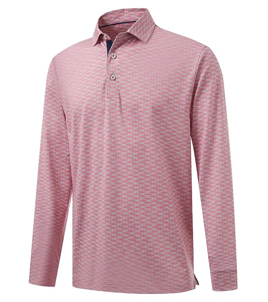 M MAELREG Golf Shirts for Men Dry Fit Performance Moisture Wicking Casual Print Collared Long Sleeve Polo Shirts for Men