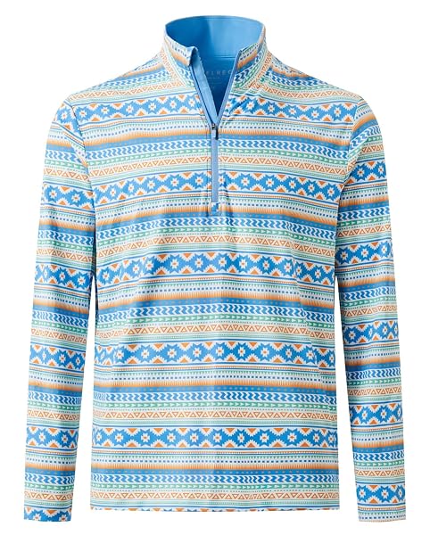 M MAELREG Quarter Zip Golf Pullover Men Dry Fit Long Sleeve Performance Wicking 1/4 Zip Full Print Pullover Mens Sweatshirt