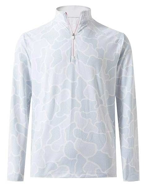 M MAELREG Quarter Zip Golf Pullover Men Dry Fit Long Sleeve Performance Wicking 1/4 Zip Full Print Pullover Mens Sweatshirt