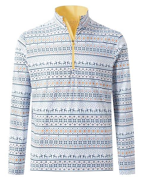 M MAELREG Quarter Zip Golf Pullover Men Dry Fit Long Sleeve Performance Wicking 1/4 Zip Full Print Pullover Mens Sweatshirt