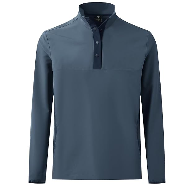 M MAELREG Mens Half Button Golf Pullover for Men with Pockets Mock Neck Sports Dry Fit Lightweight Long Sleeve Mens Pullover