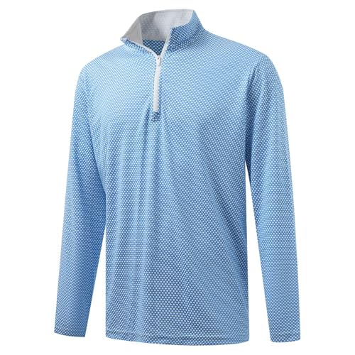 M MAELREG Quarter Zip Pullover Men Jacquard Dry Fit Moisture Wicking Long Sleeve Golf Casual Stretch Sweatshirts For Men