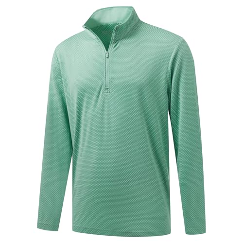 M MAELREG Quarter Zip Pullover Men Jacquard Dry Fit Moisture Wicking Long Sleeve Golf Casual Stretch Sweatshirts For Men