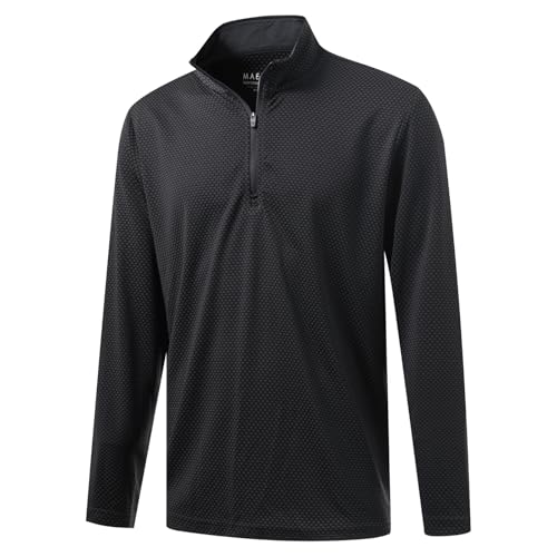 M MAELREG Quarter Zip Pullover Men Jacquard Dry Fit Moisture Wicking Long Sleeve Golf Casual Stretch Sweatshirts For Men