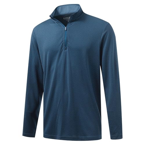M MAELREG Quarter Zip Pullover Men Jacquard Dry Fit Moisture Wicking Long Sleeve Golf Casual Stretch Sweatshirts For Men