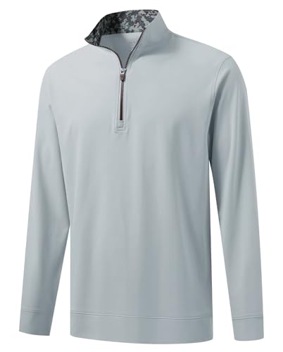M MAELREG Men's Quarter Zip Pullover Lightweight Mock Neck Long Sleeve Midlayer Athletic Golf Half Zip Sweatshirt for Men