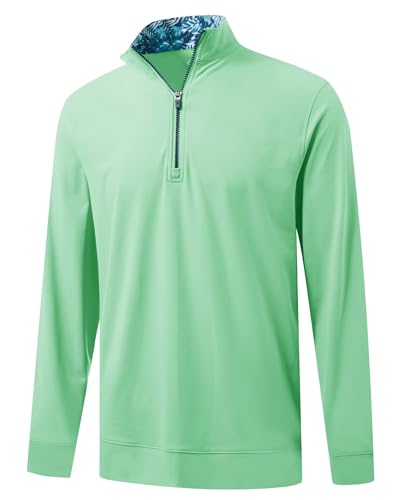 M MAELREG Men's Quarter Zip Pullover Lightweight Mock Neck Long Sleeve Midlayer Athletic Golf Half Zip Sweatshirt for Men