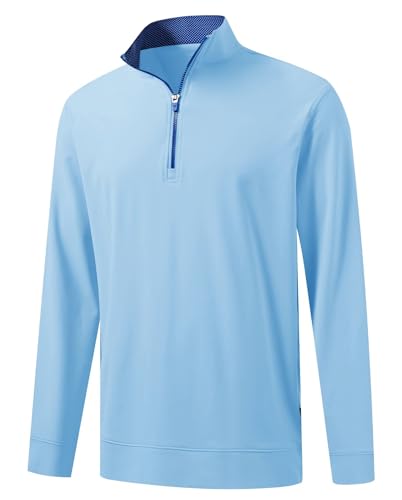 M MAELREG Men's Quarter Zip Pullover Lightweight Mock Neck Long Sleeve Midlayer Athletic Golf Half Zip Sweatshirt for Men