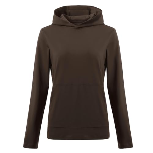 M MAELRE Hoodies for Women Golf Soft Long Sleeve Sweatshirts Plain Dry Fit Fall & Winter Midlayer Womens Hoodies Pullover Coffee Brown Large