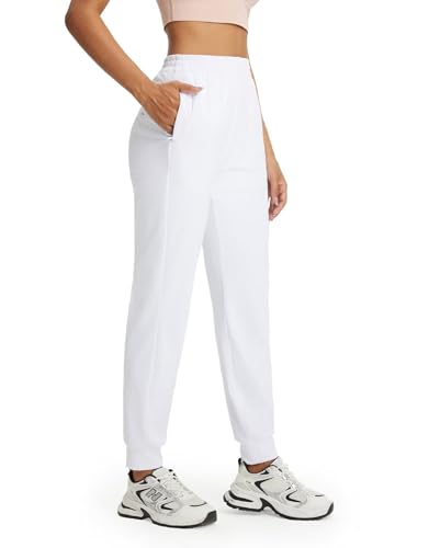 M MAELREG Joggers for Women Sweatpants with Deep Pockets, Stretchy Yoga Pants for Womens Golf, Casual, Athletic, Work, Travel White Large