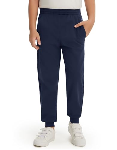 M MAELREG Boys Fleece Sweatpants Stretch Water Resistant Golf Joggers for Boys with Zipper Pockets Athletic Track Pants Navy 10-12 Years
