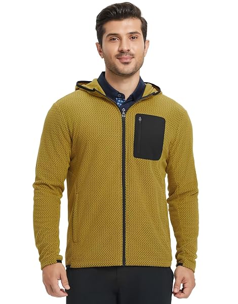 M MAELREG Fleece Hoodies Jacket Men Full Zip with 3 Zip Pockets Lightweight Soft Warm Hoodie for Golf Athletic Travel