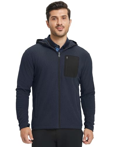 M MAELREG Fleece Hoodies Jacket Men Full Zip with 3 Zip Pockets Lightweight Soft Warm Hoodie for Golf Athletic Travel