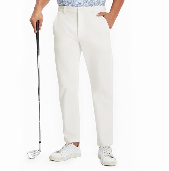 M MAELREG Fleece Lined Mens Golf Pants Cold Weather Winter Warm-up Thermal Insulated Stretch Slim Fit Dress Pant