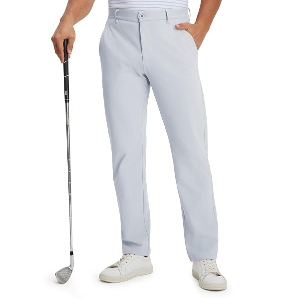 M MAELREG Fleece Lined Mens Golf Pants Cold Weather Winter Warm-up Thermal Insulated Stretch Slim Fit Dress Pant