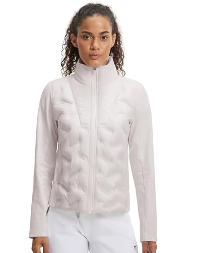 M MAELREG Womens Lightweight Insulated Puffer Jacket Fleece Lined Full Zip Jackets for Running Hiking Winter Fall Wear Oyster Gray Large