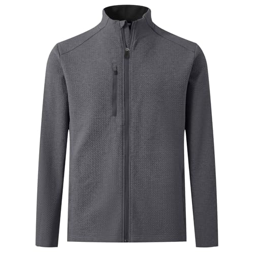 M MAELREG Mens Winter Jacket Performance Thermal Stand Collar Full Zip Textured Insulated Casual Jacket with 5 Pockets Grey Heather X-Large