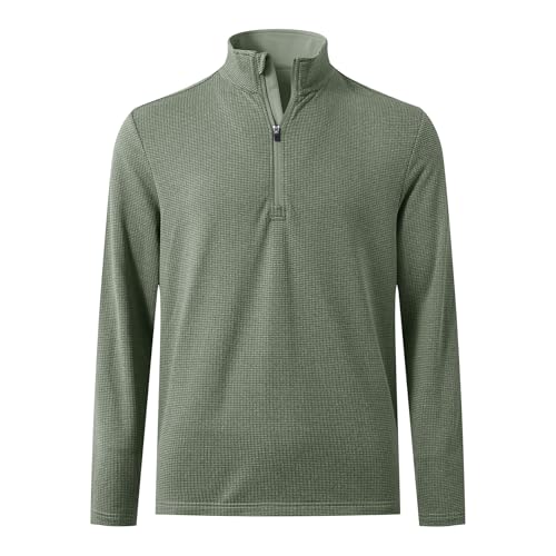 M MAELREG Mens Quarter Zip Pullover Golf Casual Fleece Lined Warmth Lightweight Stretch Mock Neck 1/4 Zip Sweatshirts for Men