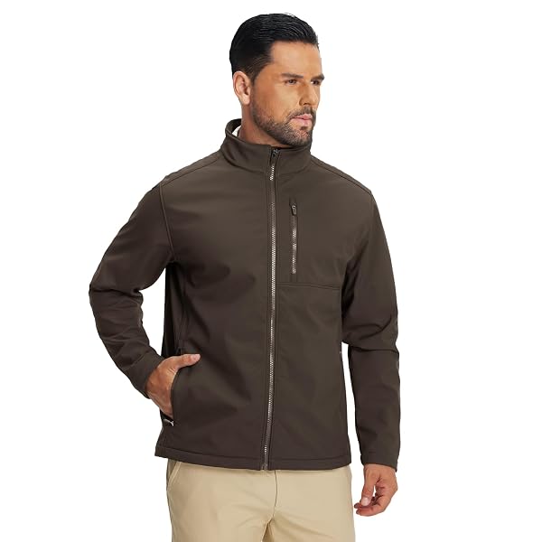 M MAELREG Men's Lightweight Softshell Jacket Fleece Lined Water Resistant Golf Windbreaker Winter Outdoor Hiking Warm Jacket