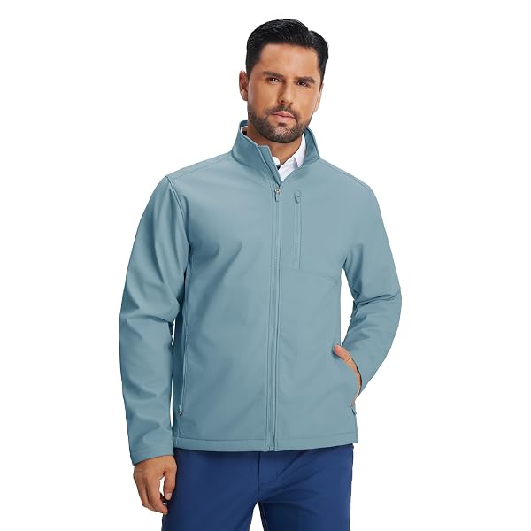 M MAELREG Men's Lightweight Softshell Jacket Fleece Lined Water Resistant Golf Windbreaker Winter Outdoor Hiking Warm Jacket