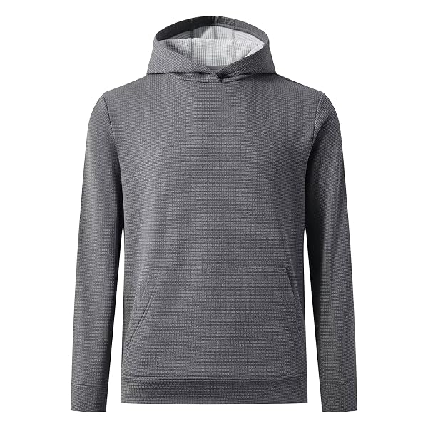 M MAELREG Mens Hoodies Pullover Fleece Warm Lightweight Grid Texture Athletic Golf Hooded Sweatshirt with Kangaroo Pocket