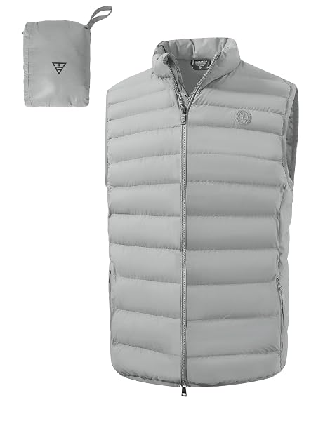 M MAELREG Mens Puffer Vest Lightweight Packable Windproof Insulated Outerwear Warm Winter Zip Pocket Golf Sleeveless Jacket