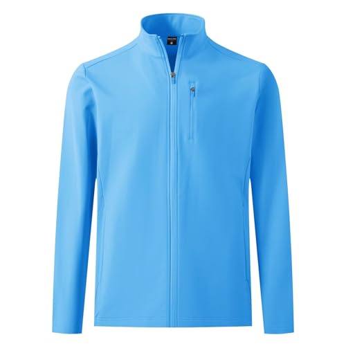 M MAELREG Mens Fleece Jacket Water Resistant Performance Casual Warm Full Zip Lightweight Winter Jacket with 5 Pockets Sky Blue Large