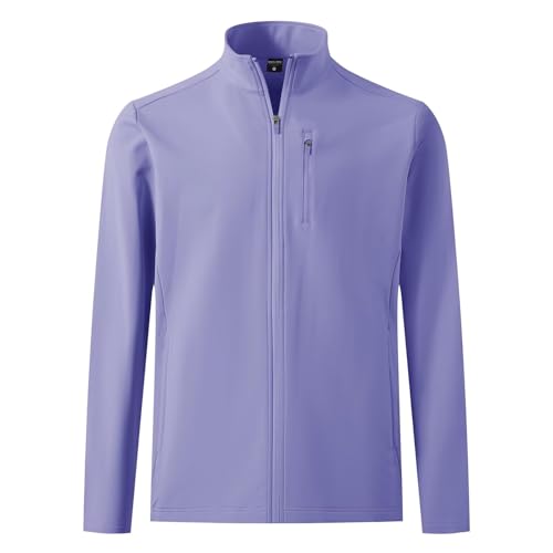 M MAELREG Mens Fleece Jacket Water Resistant Performance Casual Warm Full Zip Lightweight Winter Jacket with 5 Pockets Lavender 3X-Large