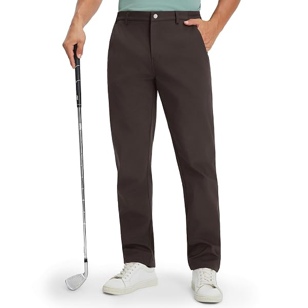 M MAELREG Men's Fleece Lined Pants 30"/32"/34" Winter Warm Golf Work Mens Dress Pants Water Resistant for Casual with Pockets