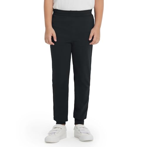M MAELREG Boys Joggers Pants with 4 Zipper Pockets Running Track Pants Lightweight Quick Dry Sweatpants for Sports Outdoor Black 8 Years