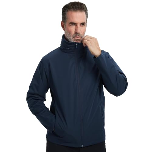 M MAELREG Mens Lightweight Jackets Water Resistant Windbreaker Packable Hooded Golf Jacket Men for Running Hiking Navy Medium