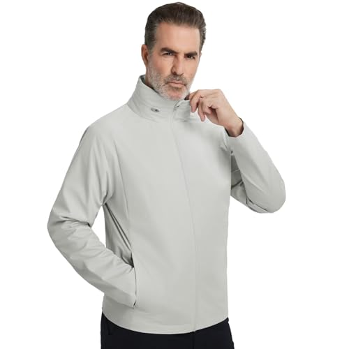 M MAELREG Mens Lightweight Jackets Water Resistant Windbreaker Packable Hooded Golf Jacket Men for Running Hiking Glacier Grey X-Large
