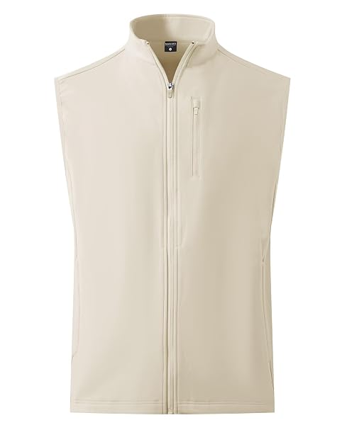 M MAELREG Men's Vest Outerwear Golf Water-Resistant Performance Lightweight Fleece Vest for Men Sleeveless Lined Midlayer