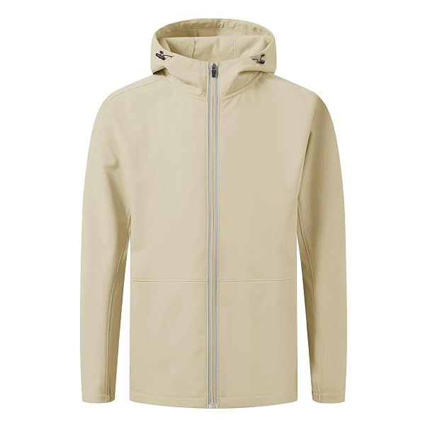 M MAELREG Men's Hooded Fleece Lined Full Zip Softshell Jacket Lightweight