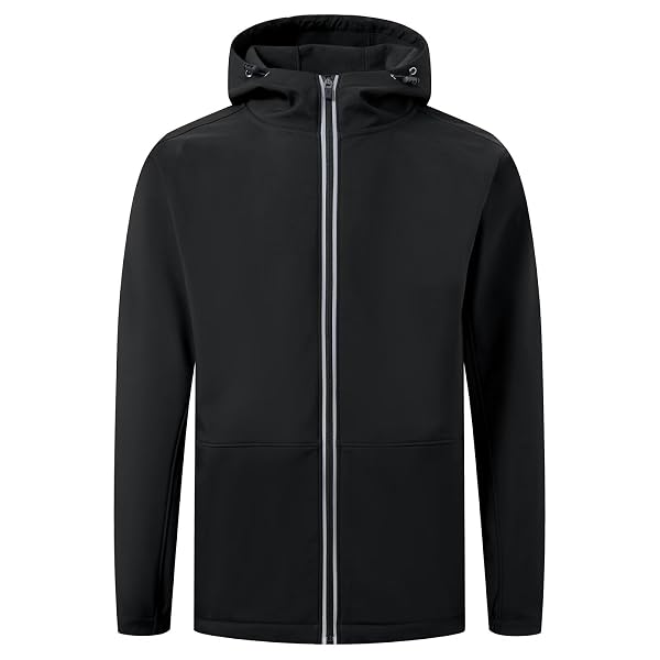 M MAELREG Men's Hooded Fleece Lined Full Zip Softshell Jacket Lightweight