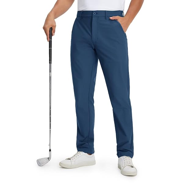 M MAELREG Mens Golf Pants Stretch 30"/32"/34" Flat Front Quick Dry Lightweight Water Repellent Work Dress Casual Trousers