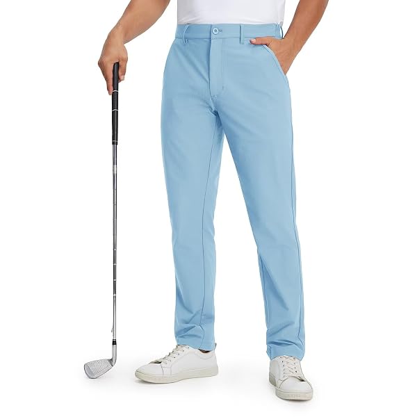 M MAELREG Mens Golf Pants Stretch 30"/32"/34" Flat Front Quick Dry Lightweight Water Repellent Work Dress Casual Trousers