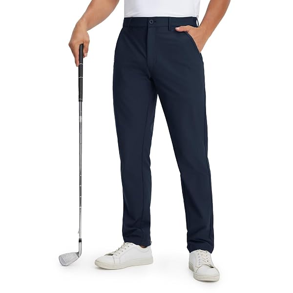M MAELREG Mens Golf Pants Stretch 30"/32"/34" Flat Front Quick Dry Lightweight Water Repellent Work Dress Casual Trousers