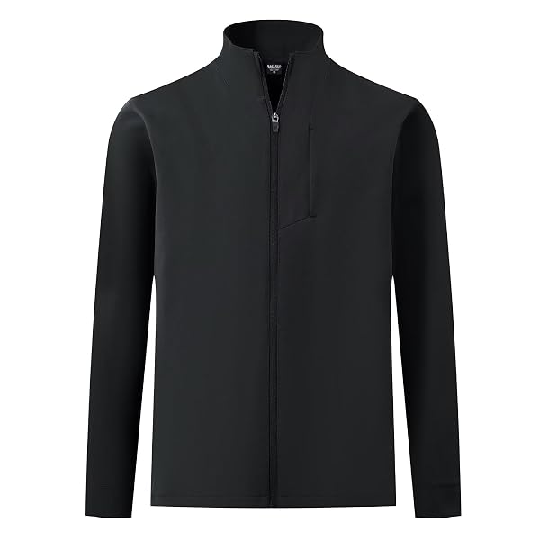 MAELREG Mens Full Zip Up Jacket Casual Stand Collar Lightweight Golf Softshell Windbreaker Jacket for Men 5 Pockets
