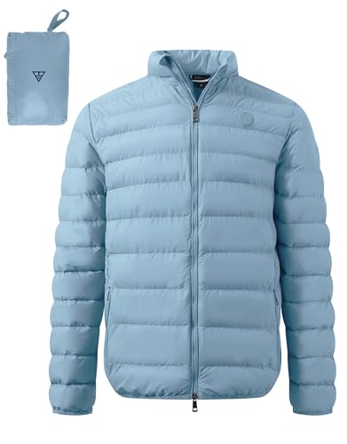 M MAELREG Mens Puffer Jacket Lightweight Golf Packable Coats Water-Resistant Windproof Insulated Down Winter Jackets for Men Slate Blue Large