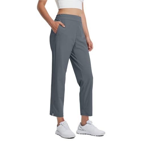 M MAELREG Womens Golf Pants with Pockets Lightweight Travel Hiking Petite Ankle Stretch Active Pants for Women Dark Grey