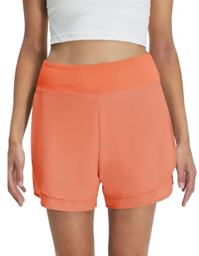M MAELREG Women's 2 in 1 Golf Shorts 4" Inseam, High Waisted Tennis Running Athletic Spandex Underneath Liner 3 Pockets