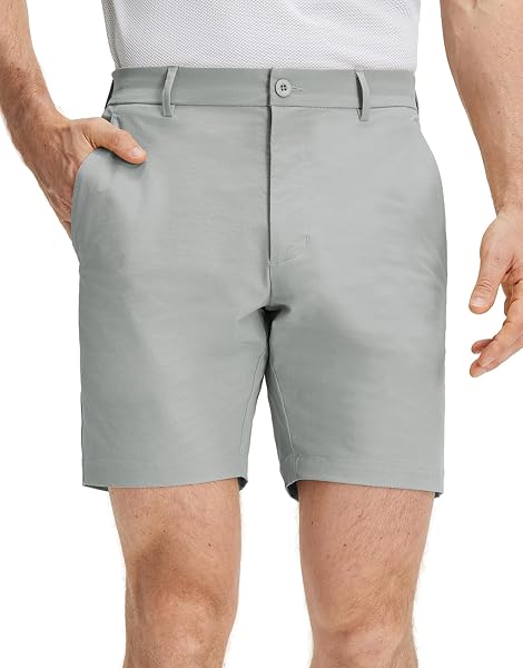 M MAELREG Golf Shorts Men 7 Inch 5 Pockets Cotton Blend Water-Resistant Flat Front Flex Solid Casual Mens Dress Shorts