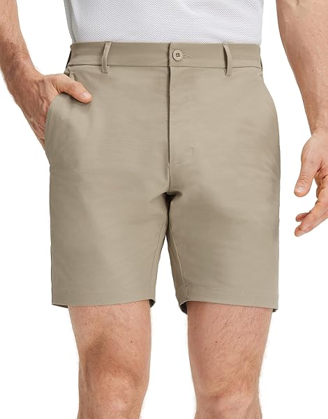 M MAELREG Golf Shorts Men 7 Inch 5 Pockets Cotton Blend Water-Resistant Flat Front Flex Solid Casual Mens Dress Shorts