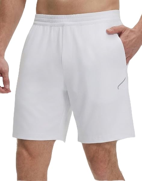M MAELREG Men's Athletic Running Shorts Quick Dry 7" Elastic Waist Lightweight Sports Gym Workout Shorts with Zipper Pockets