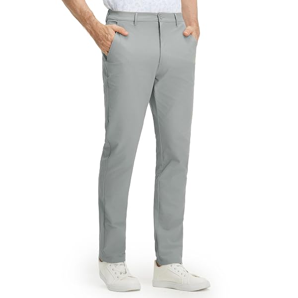 M MAELREG Men’s Stretch Cotton Blend Golf Pants – 5 Pocket Casual Dress Work Lightweight Slim Fit Mens Pant