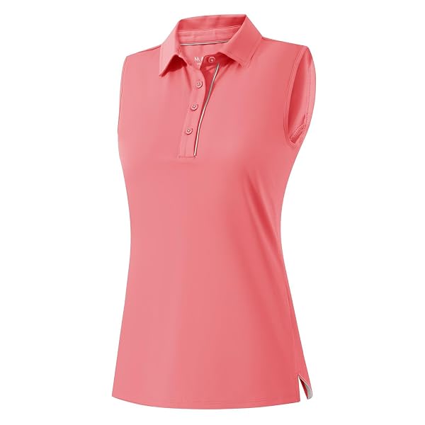 M MAELREG Women's Golf Polo Shirts Sleeveless 4 Buttons with Collar Tennis Tops Pickleball Shirts UV Protection Quick Dry